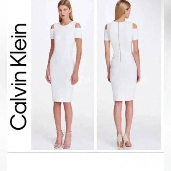 NWOT Calvin Klein Cold Shoulder Scuba Dress Size 8 - Picture 1 of 6
